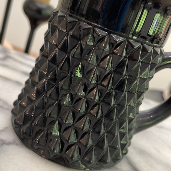 ▪️Vintage Cameo Black DIAMOND POINT Glass Coffee Mugs Indiana Glass▪️ - Picture 2 of 4